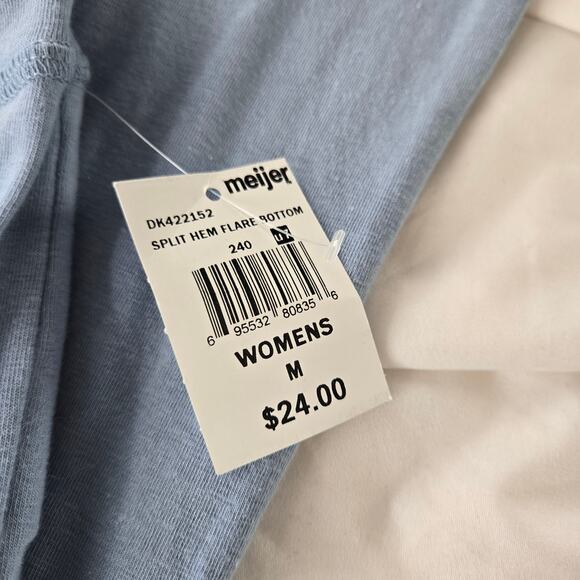 Meijer NWT split hem flare bottom stretch leggings pants medium light blue - Picture 4 of 9